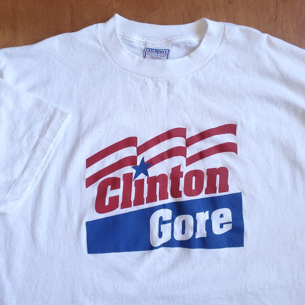 Vintage 90s Bill Clinton Gore T Shirt XL Single Stitch Campaign Democrat Cotton